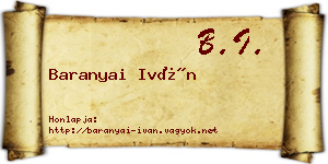 Baranyai Iván névjegykártya