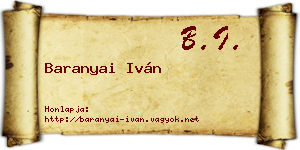 Baranyai Iván névjegykártya